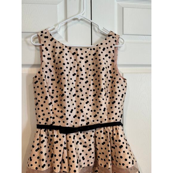 NEW Taylor Blush Black Polka Dot Fit Flare Cocktail Dinner Party Dress - Picture 3 of 8